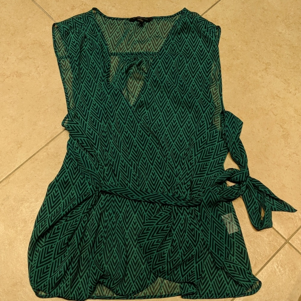 Banana Republic Green Blouse Wrap Sleeveless XL
